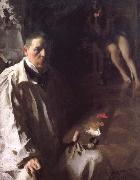 Anders Zorn Sailvportratt med modell(Self-portrait with a model) oil painting artist